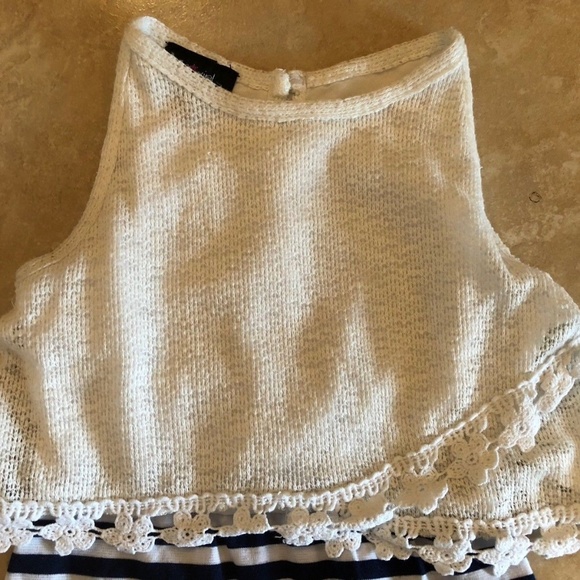 IN GIRL SZ 7 DRESS STRIPED SWEATER OVERLAY GIRLS - Picture 3 of 4